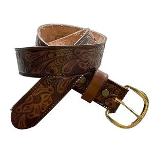EUC - Brushy Creek Floral Tooled Leather Belt